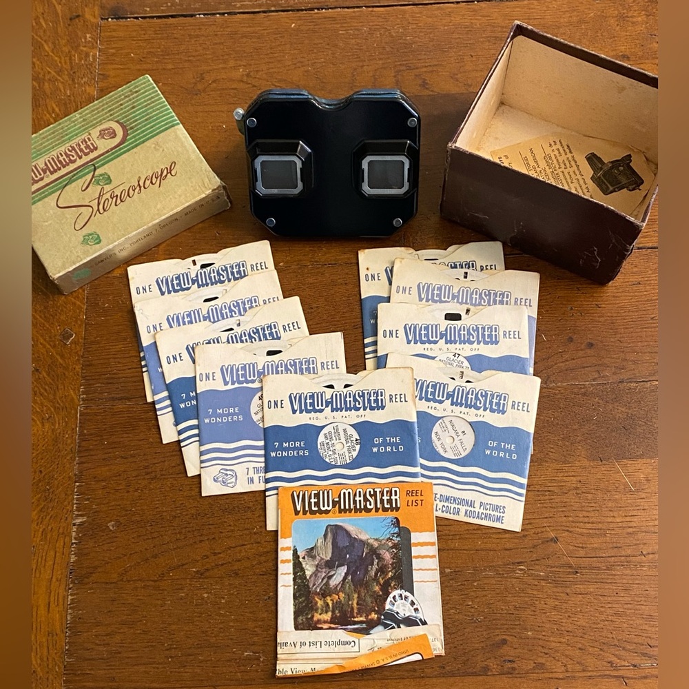 Vintage Sawyer View Master W 9 Reels Instructions Original Box Viewmaster USA